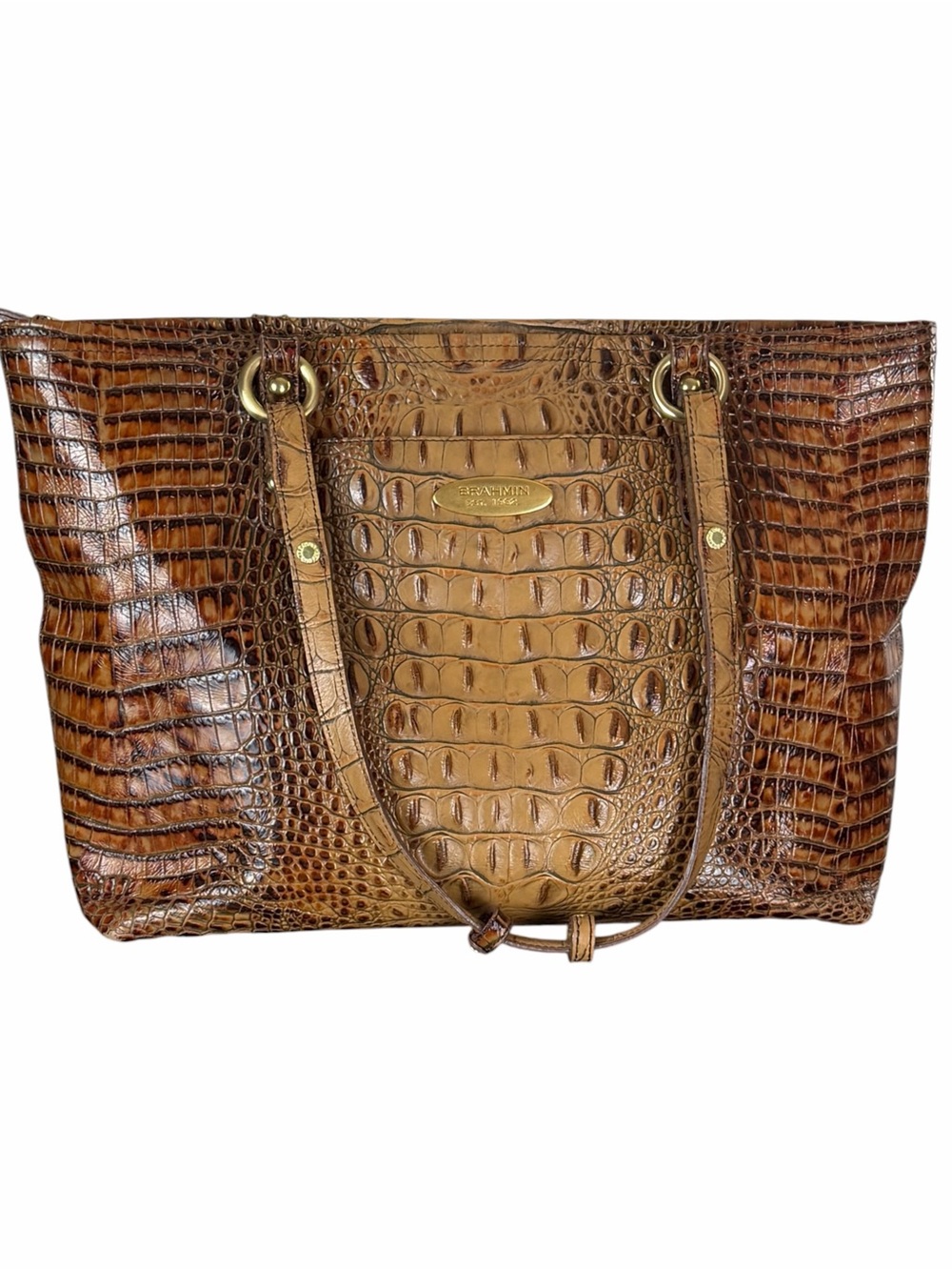 Brahmin Medium Asher Melbourne Croc Embossed Leather Tote Bag